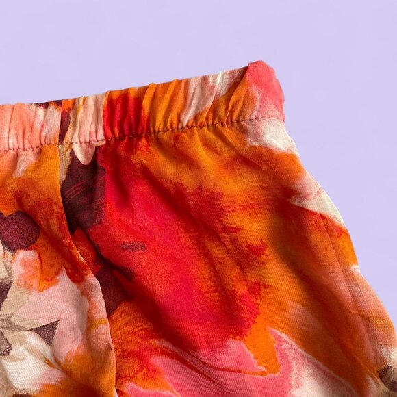 Y2K Pink Orange Floral Chiffon Midi Skirt – Christopher & Banks L - Picture 3 of 8